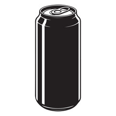 Energy drink can silhouette vector illustration. Vector black silhouette. with white background
