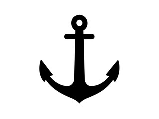 Ship anchor or Boat anchor flat icon vector, Simple black ships anchor silhouette illustration