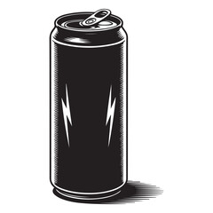 Energy drink can silhouette vector illustration. Vector black silhouette. with white background