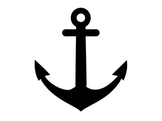 Ship anchor or Boat anchor flat icon vector, Simple black ships anchor silhouette illustration
