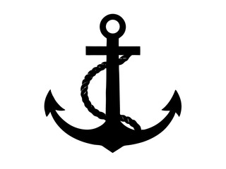 Ship anchor or Boat anchor flat icon vector, Simple black ships anchor silhouette illustration
