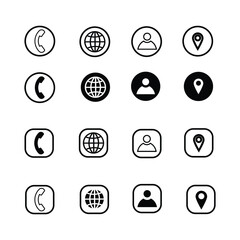 Address icon, phone icon, web icon, call icon, phone and call icon, web and address icon set vector.