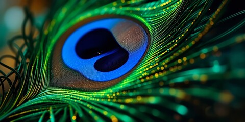 Naklejka premium Iridescent Peacock Feather, Opulent Detail