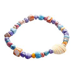 Obraz premium Modern Anklet with Geometric Shaped Beads Isolated on Transparent Background