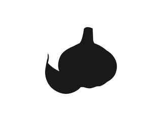 Garlic icon, vector illustration. Onion silhouette icon illustration template for many purposes. Black garlic silhouette vector illustration design on white background.