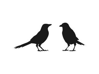Fototapeta premium Magpie Silhouette Illustration icon. ideal for nature or wildlife design. Magpie Bird Silhouette Vector For Animals Design isolated on a white background.