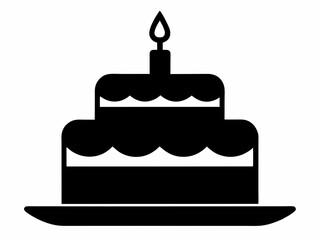 Birthday cake black silhouette vector, Birthday cake silhouette, birthday cake icon vector design