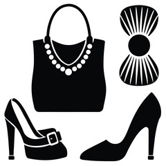 Fashion Designer element isolated evening accessories on white background