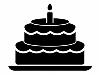 Birthday cake black silhouette vector, Birthday cake silhouette, birthday cake icon vector design