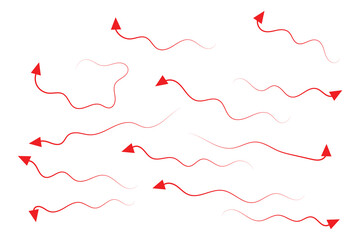 set of wave curved arrow icon, hand drawn arrows set collection icon, vector illustration.