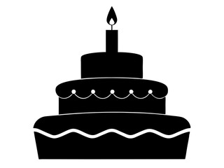 Birthday cake black silhouette vector, Birthday cake silhouette, birthday cake icon vector design