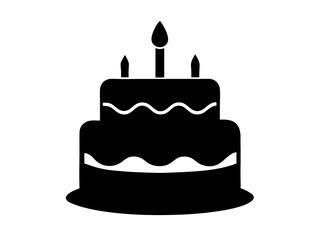 Birthday cake black silhouette vector, Birthday cake silhouette, birthday cake icon vector design