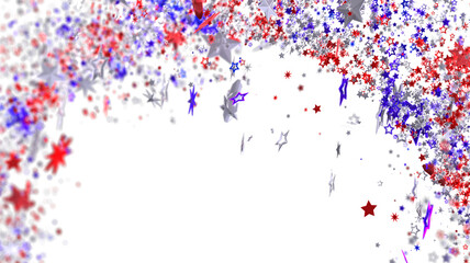 Red, white, and blue stars burst on white background. Perfect for 4th of July, Memorial Day, or other patriotic celebrations.