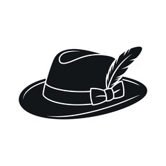 Elegant Black Fedora Hat with Feather and Bow Illustration