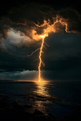 Obraz premium The moment when lightning cuts through the night sky