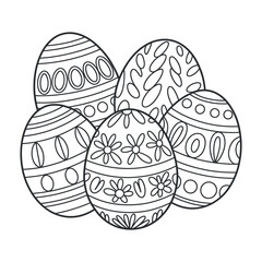 Decorative Easter Eggs Coloring Page Design Illustration