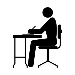 Fototapeta premium Icon of a Person writing at the desk