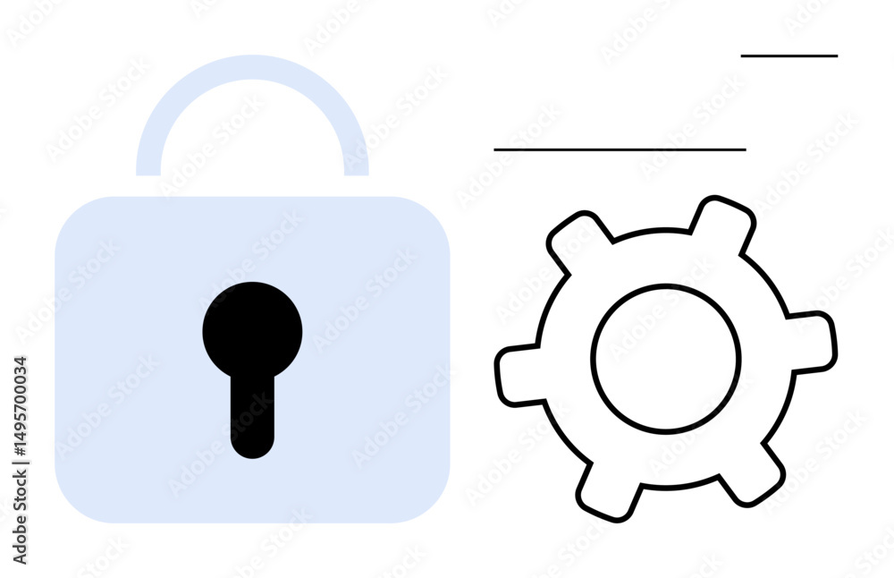 Poster lock and gear elements suggesting data protection and system customization. ideal for security, priv