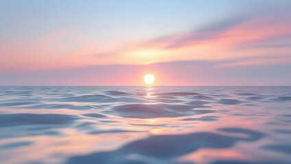 Serene ocean sunset with pastel skies and gentle waves