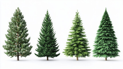Set of Christmas Trees arrange isolated on white background