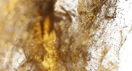 Golden Dust Particles Explosion, Abstract Background