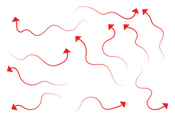 set of wave curved arrow icon, hand drawn arrows set collection icon, vector illustration.