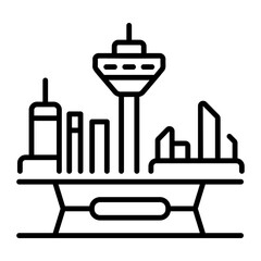 An outline style icon of futuristic skyline