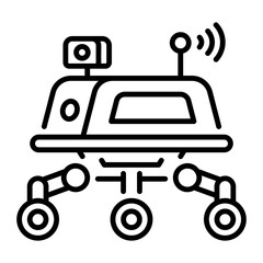 An outline icon showing mars rover machine