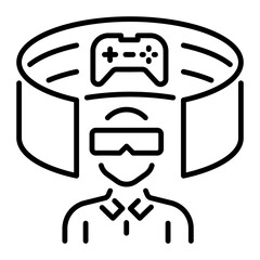 A linear icon showing vr gaming console