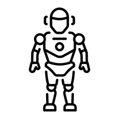 A linear icon showing future soldier character