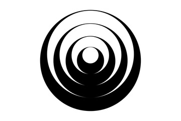 Abstract geometric logo, Concentric circles element, Black and white color rings. Vector icon template, business design element isolated on white background