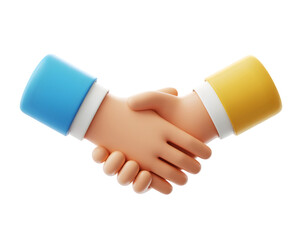 3D Render of Cartoon Hands in a Business Handshake Agreement