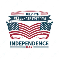 vector T shirt printable design for July 4th Celebrate Freedom, USA flag