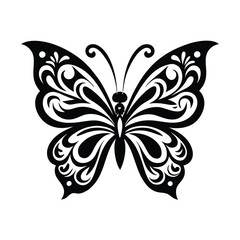 Silhouette of a butterfly with white background, monarch vector clipart design, butterfly logo icon for mobile app and web