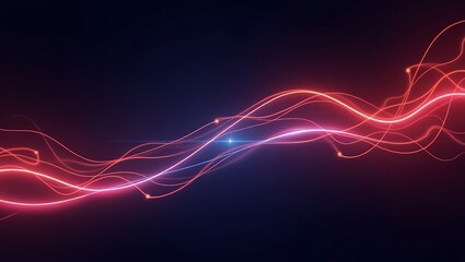 Fototapeta premium Abstract flowing neon light trails on dark background creating a dynamic effect