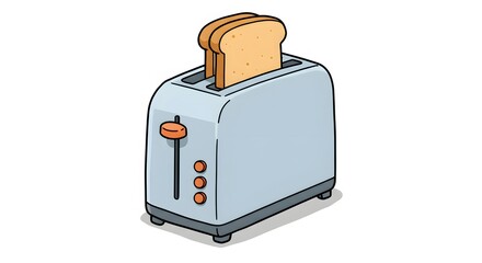Electric toaster with bread and toast isolated on white background