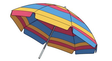 Colorful open umbrella on white background for rain or sun protection
