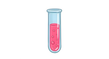 Isolated glass test tubes with pink liquid for science and medical research