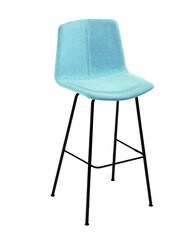 Modern blue bar stool isolated on white background with black metal legs – Isolated on White Background | High Resolution