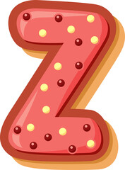 High-quality PNG of the letter Z in a cute cartoon donut style. Perfect for kids’ projects, cards, party decor, and digital crafts.