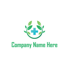 Healthcare Logo with Cross and Leaves Logo