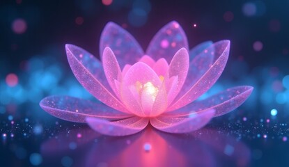 Neon Purple Water Lily Flower Illustration