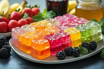 Colorful flower shaped jellies delicious summer treat