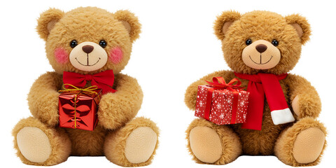 可愛いクリスマスくま二匹