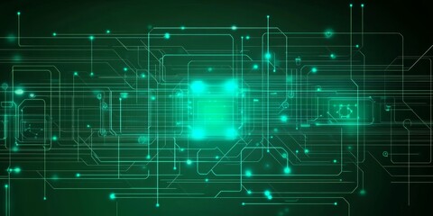 Fototapeta premium Abstract Representation of a Circuit Board with Glowing Connections