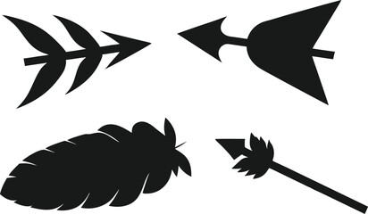 Minimalist Hand Drawn Arrow Collection Silhouette Art.