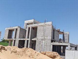 Under Construction House Or Villa's With Concreate Block Or Bricks.
Exterior View Of 02 Story House...