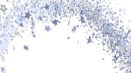Sparkling silver stars burst across a white background. Perfect for celebrations, holidays, and more!