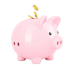 Obraz premium Pink piggy bank isolated on transparent background
