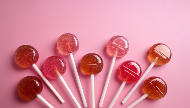 krakow poland 21 may 2021 lollipops chupa chups on a pink pastel background